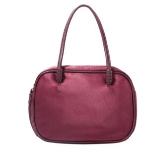 Elizabeth and James Satin & Leather Mini Tote Bag, Burgundy, NWT